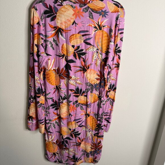 Farm Rio by Anthropologie Women's Small Pink Pineapple Sleep Tunic Dress Comfy - Picture 3 of 6